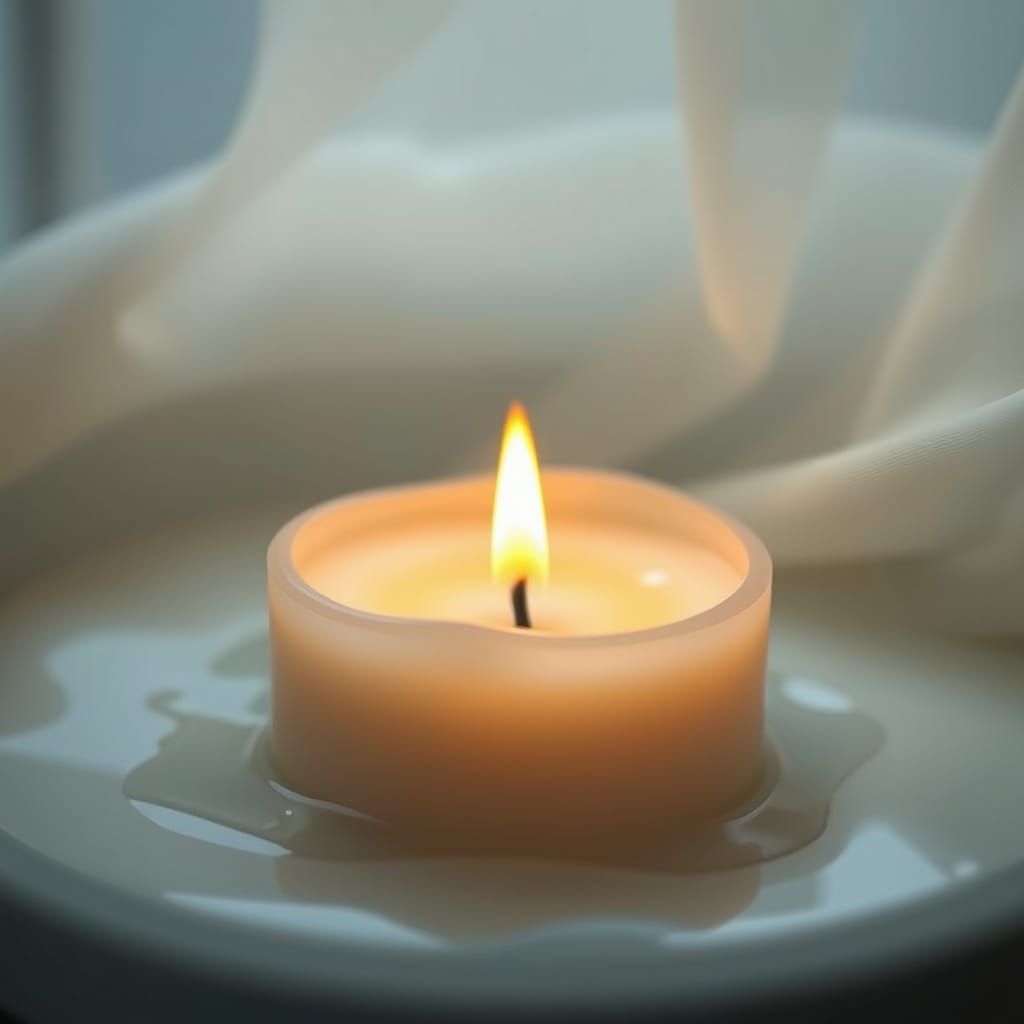 Serene Candle with Ethereal Lighting