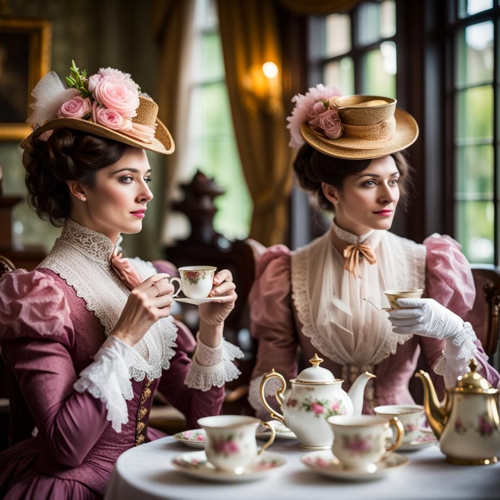 Victorian Ladies Enjoying Afternoon Tea