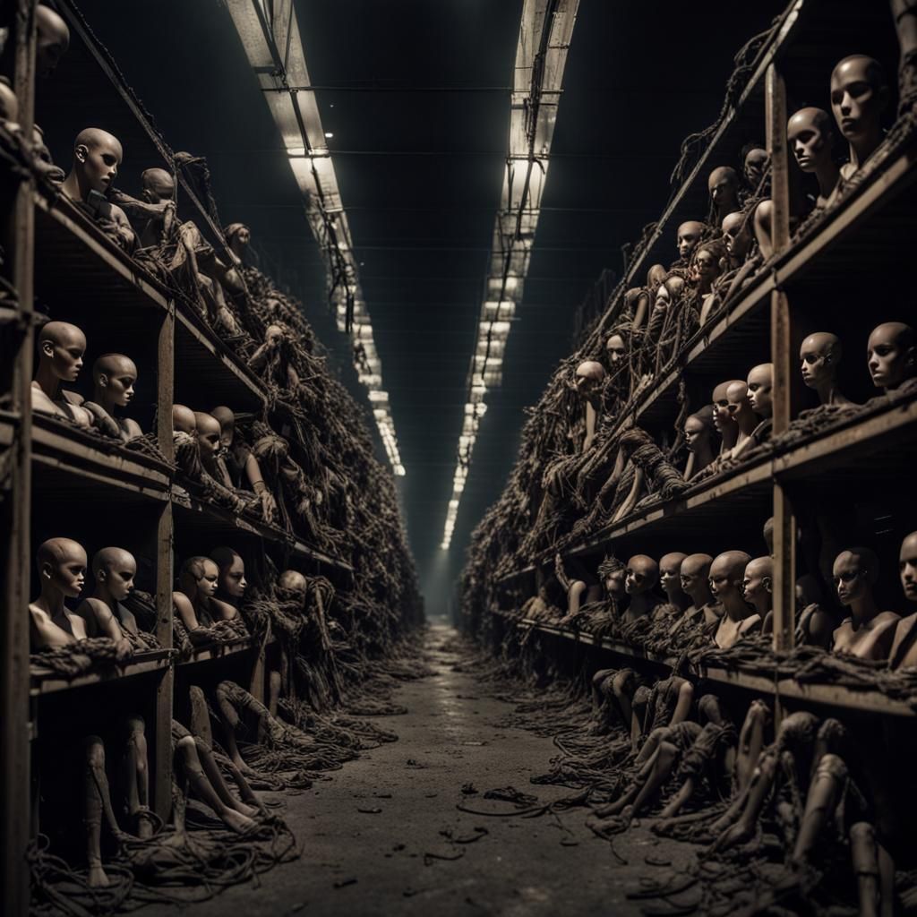 Post-Apocalyptic Mannequin Warehouse at Night