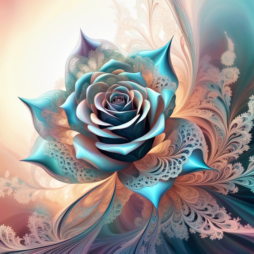 Crystal Lace Rose: Abstract Fractal Pattern in Vector Art