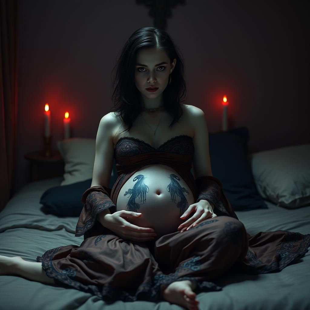 Mystical Woman in Candlelight, Surrealist Art