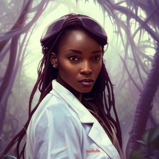 African Doctor in Jungle: Hyperdetailed Portrait
