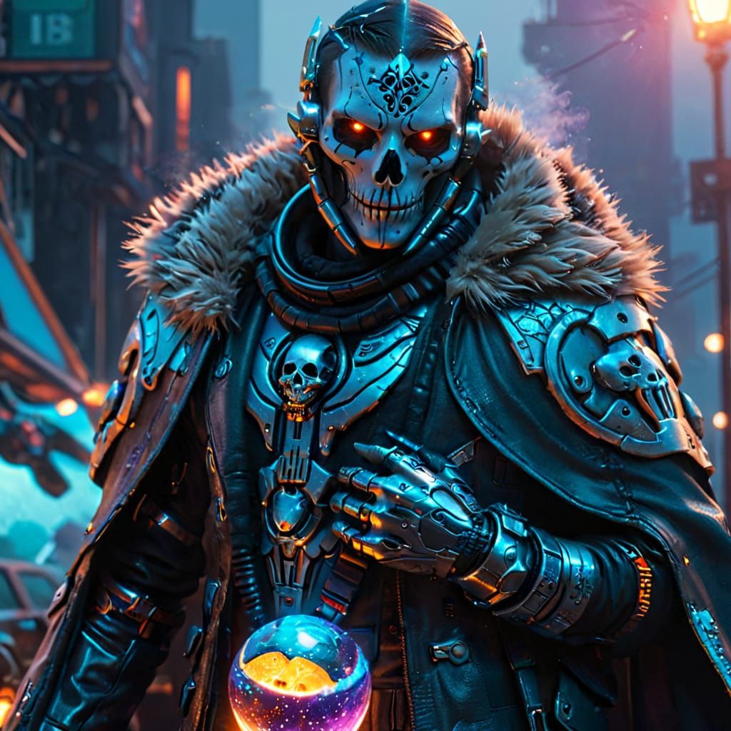 Futuristic Portrait of a Young Man in a Crystal Egg