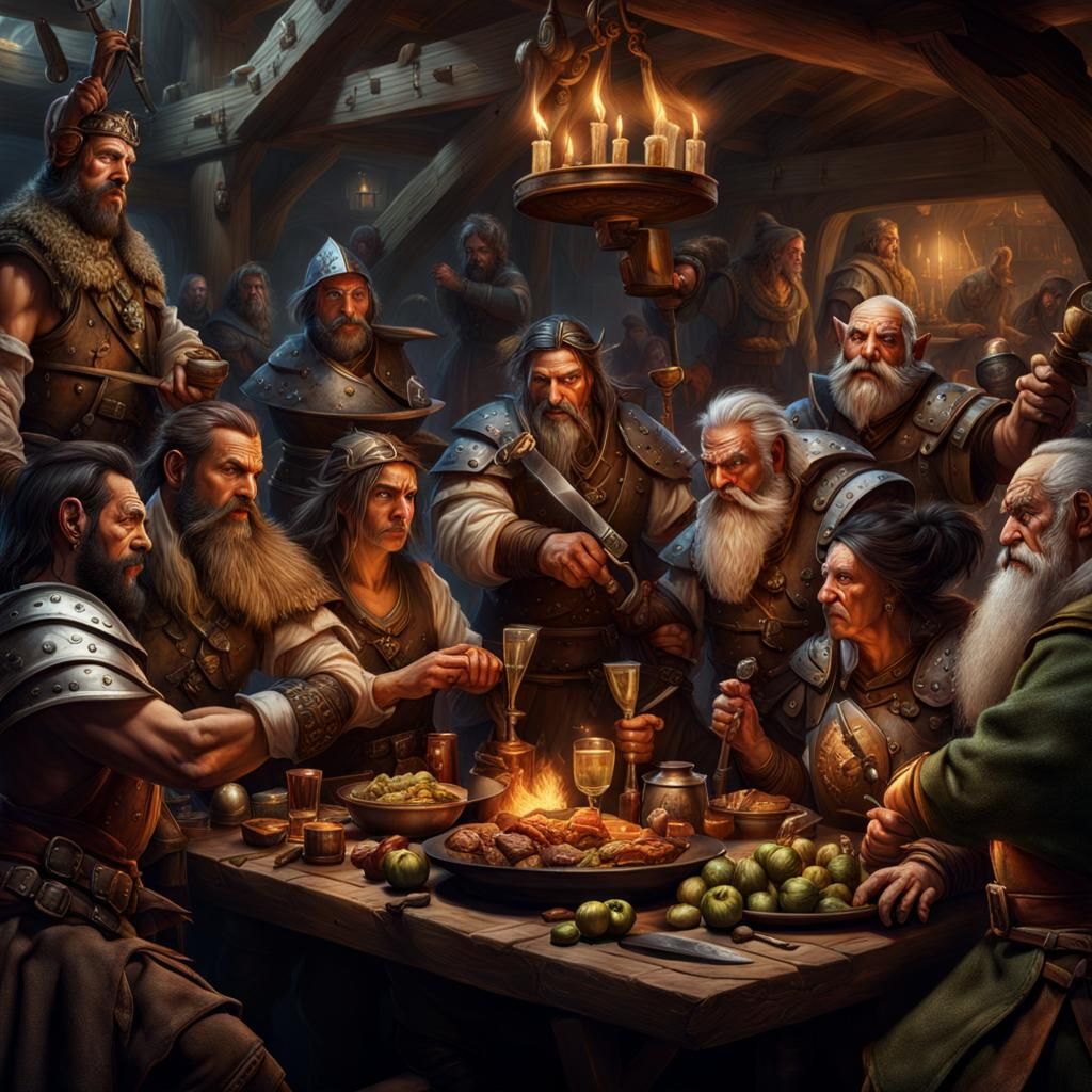 Fantasy Tavern Scene in Hyperrealistic Digital Art