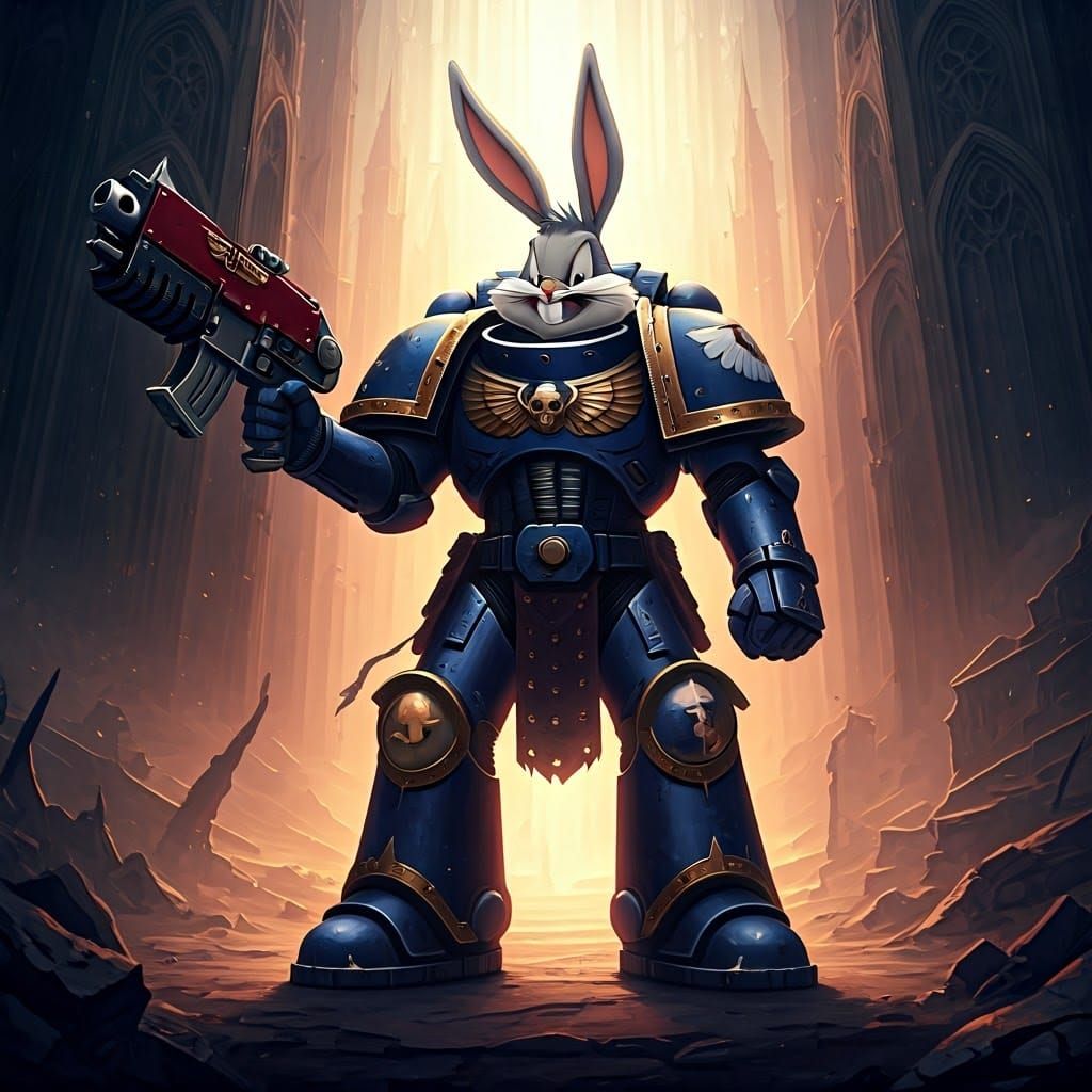 Bugs Bunny as Space Marine in Grimdark Future