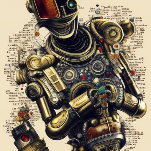 Cyberpunk Robot Man with Metallic Details