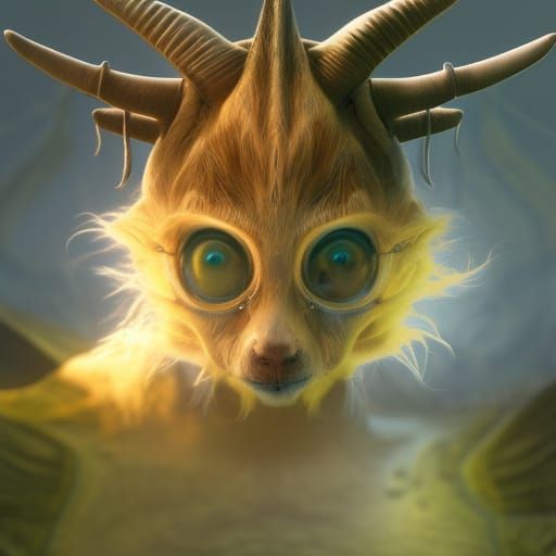 Intricately Detailed Jungle Monster Portrait in Triadic Colo...