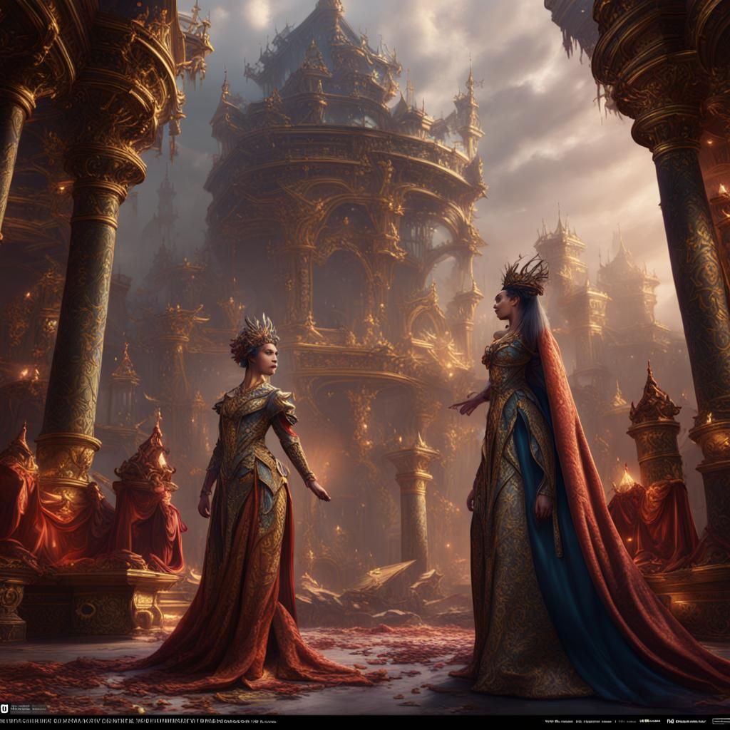 Queen Versus Concubine: Detailed Fantasy Concept Art