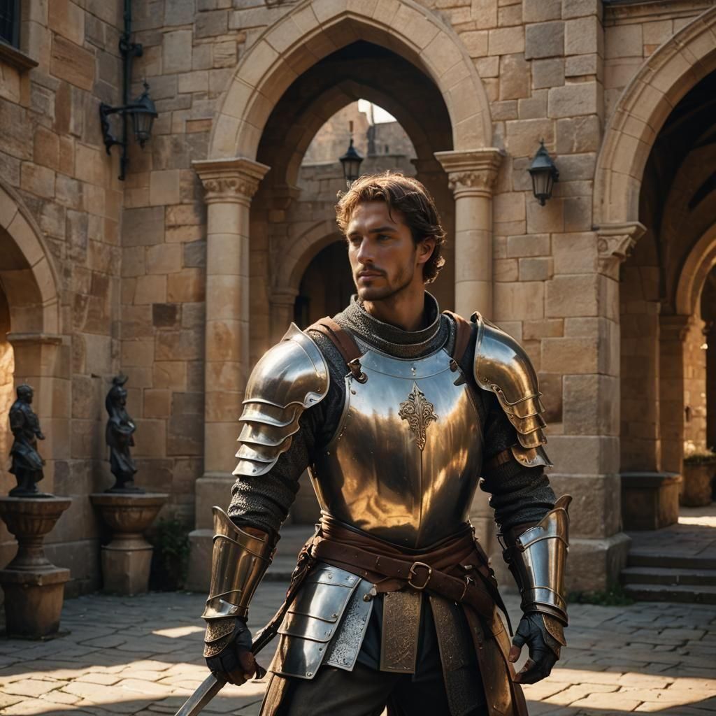 Handsome Knight Training: Detailed Matte Painting