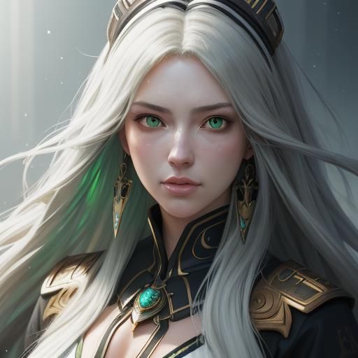 Anime Portrait of a Teenage Girl with White Hair