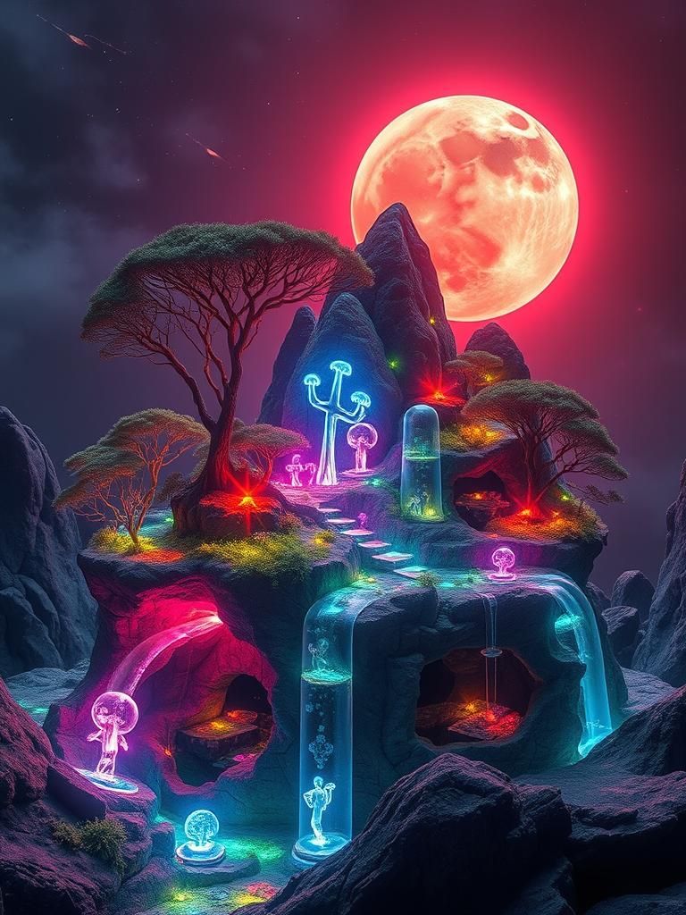 Fractoluminescence Eden Project in Acrylic Style