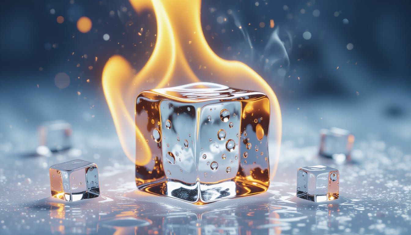 Flaming Ice Cube Abstract
