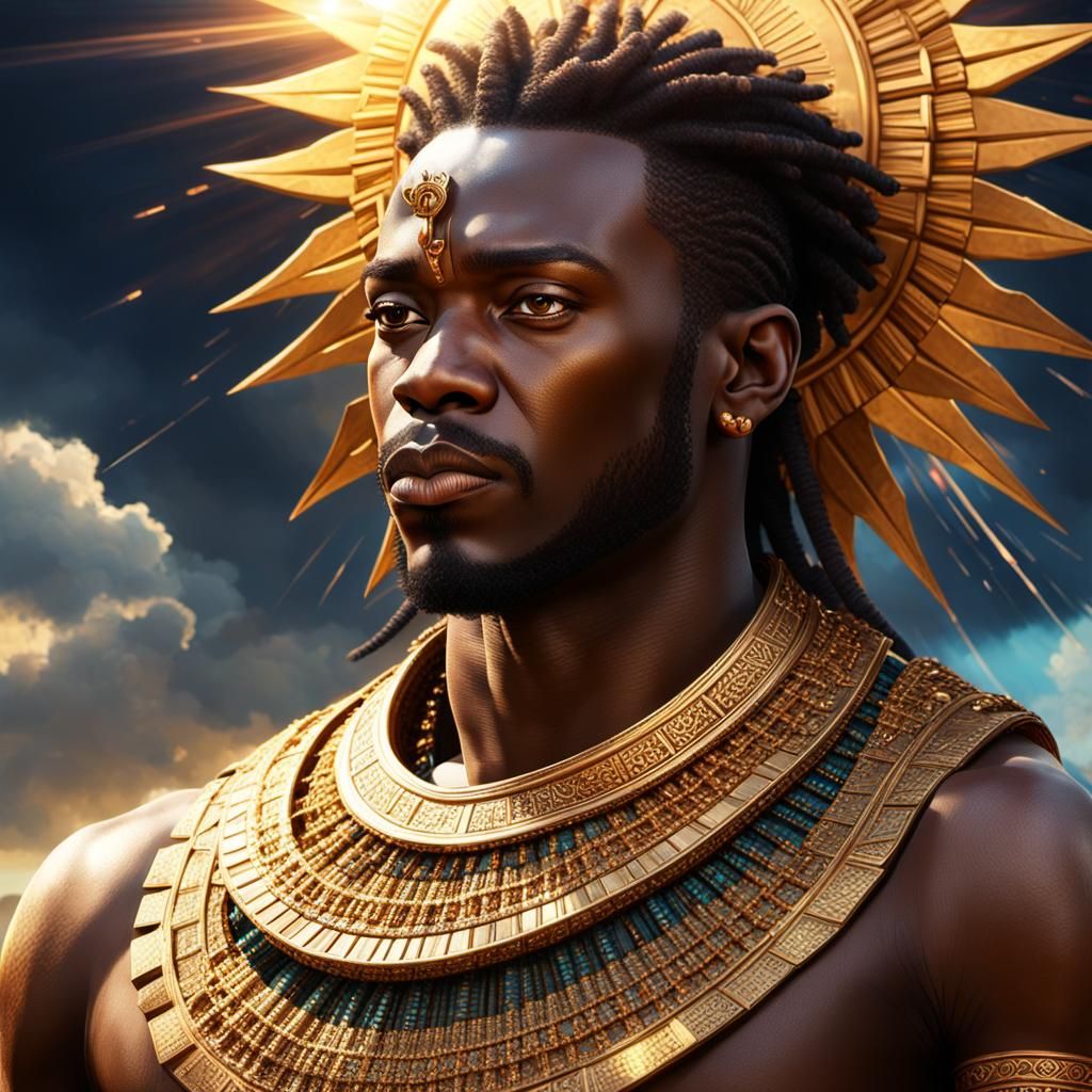 African Prince on Golden Throne: Hyperrealistic Digital Art