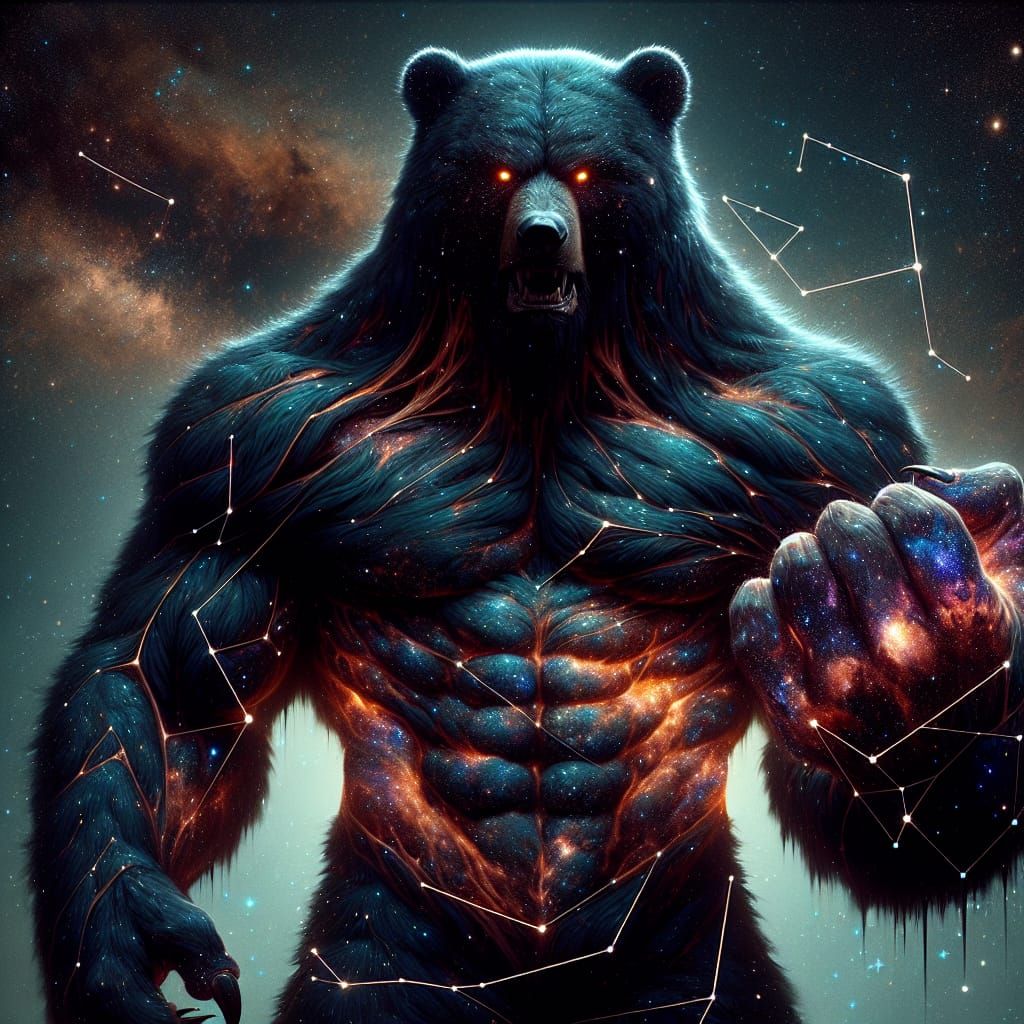 Universe-Sized Obsidian Werebear Crushing Constellation