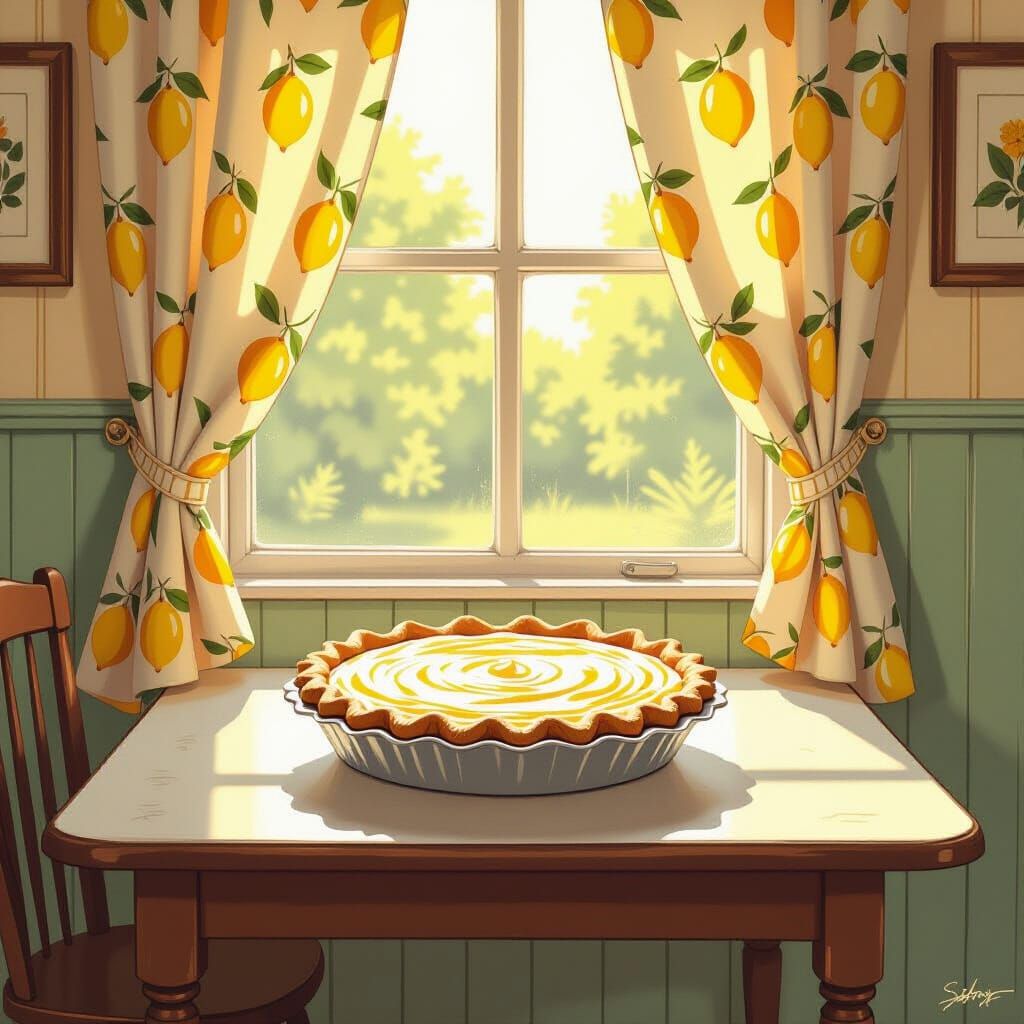 Lemon Meringue Pie in Comic Hyper-Realistic Style