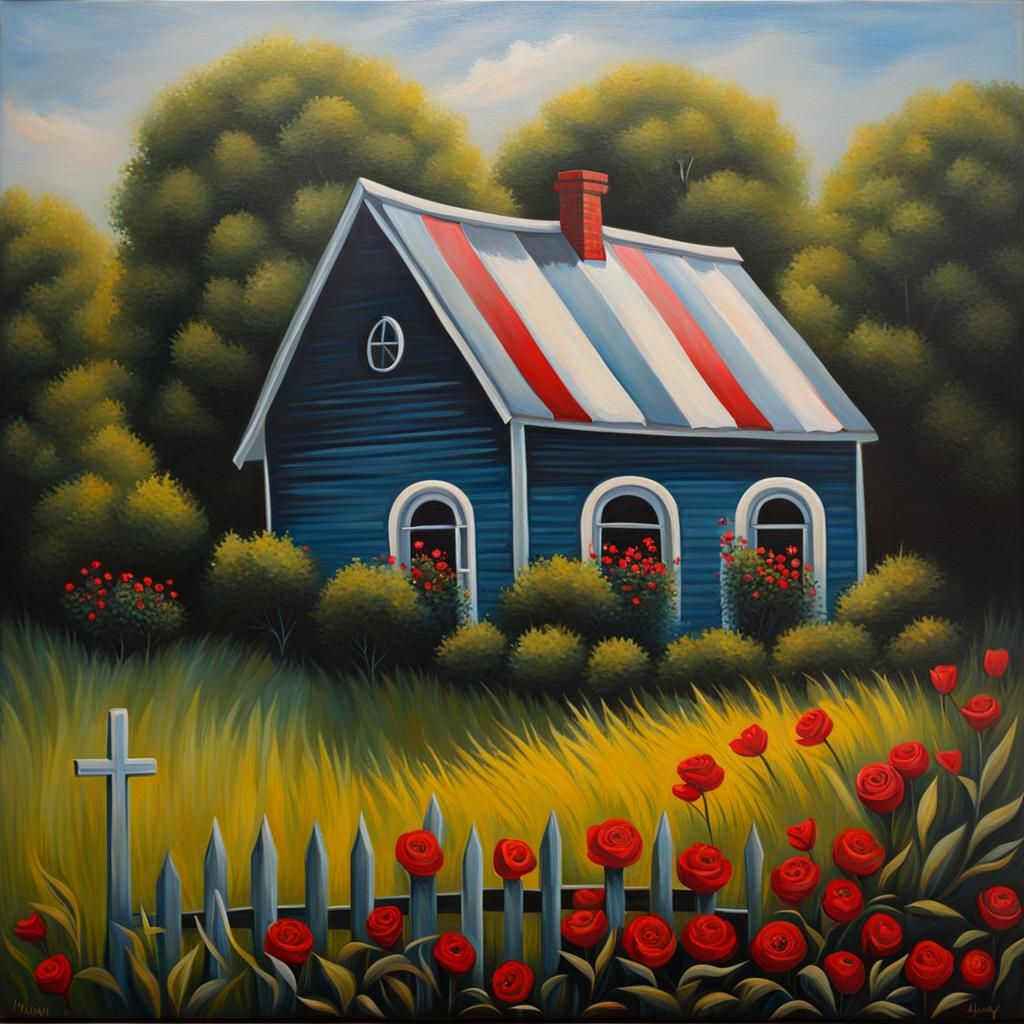 Symbolic Oil Painting: Love Thy Death Metal Neighbor