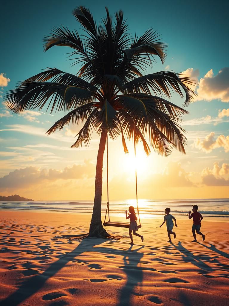 Palm Tree at Dusk: Children's Paradise
