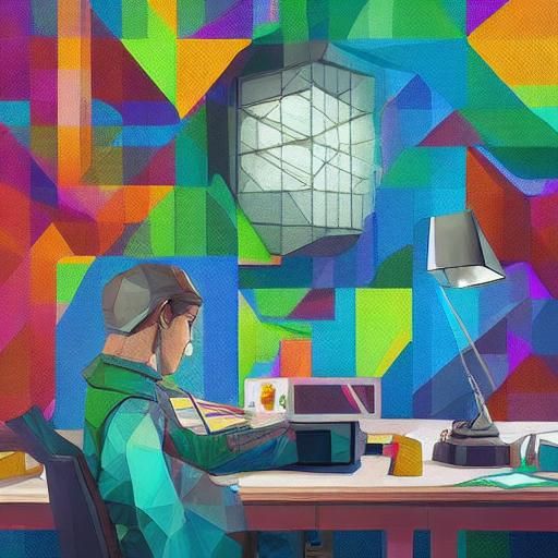 Nostalgic Young Artist in Low-Poly Digital Art