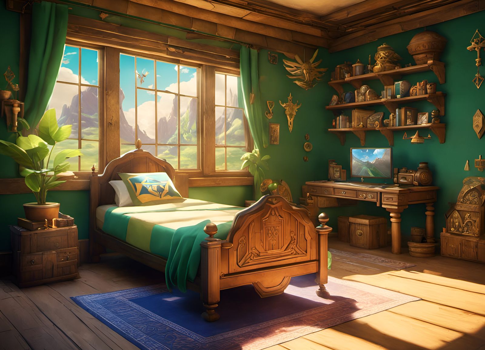 Zelda Themed Bedroom: Fantasy Concept Art