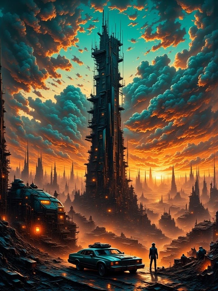 Futuristic Frontier Landscapes in Cyberpunk Style