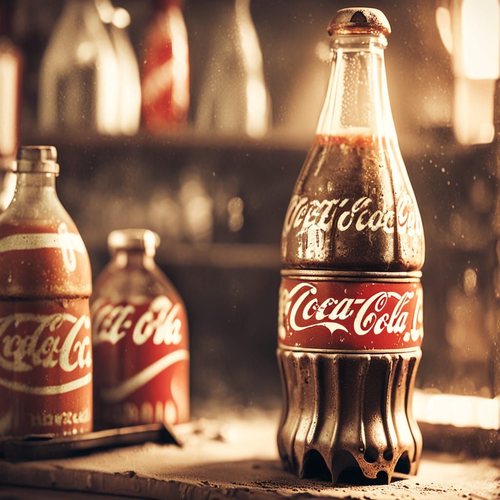 Retrofuturism Coke Bottle on Dusty Shelf
