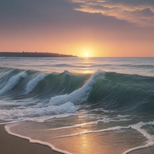 Crowned Sun Illuminates Beach in Digital Art