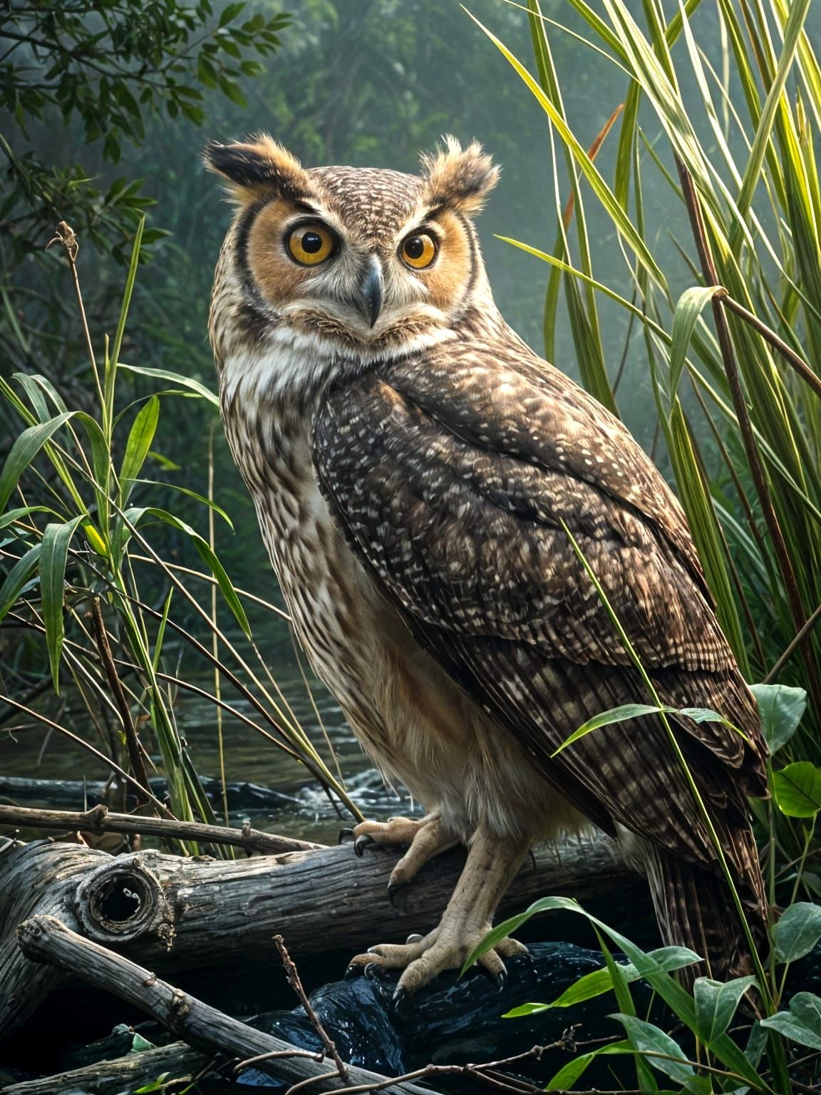 Owl on Riverbank Wildlife Photography