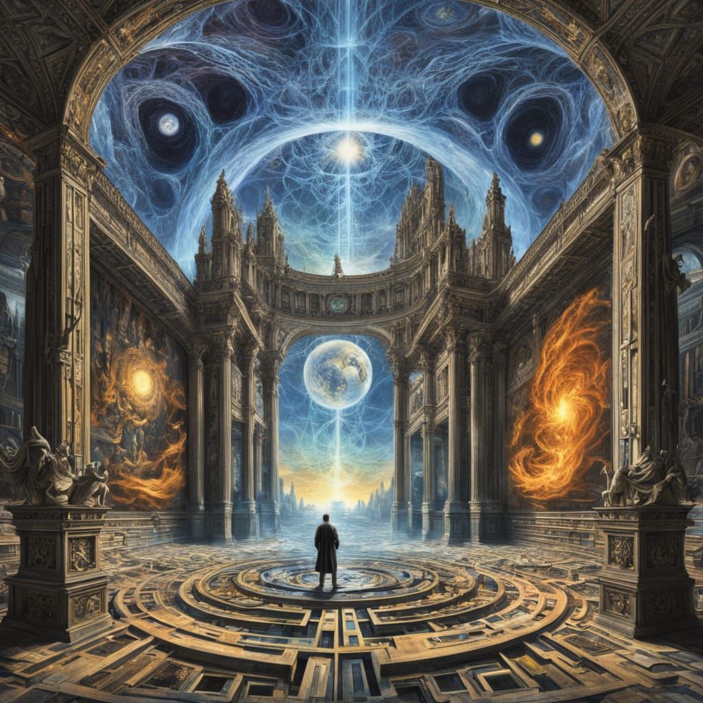 5 D space illusion. TRIGONOMETRY ILLUSION. CHAOS. DARK HALL. CENTRAL COLUMN . ENTAZIS. GLOWING THREADS. PHOTON EMISSION...