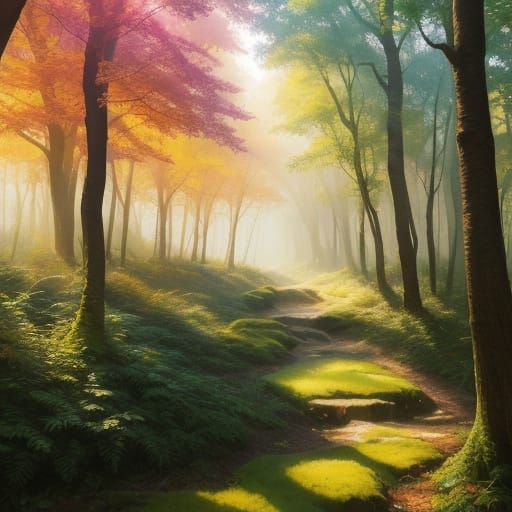 Watercolor Kidcore Clearing in Liminal Fantasy