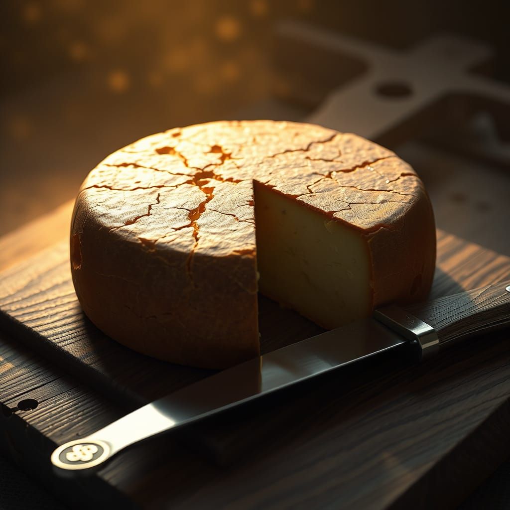 Majestic Artisanal Cheese in Golden Light