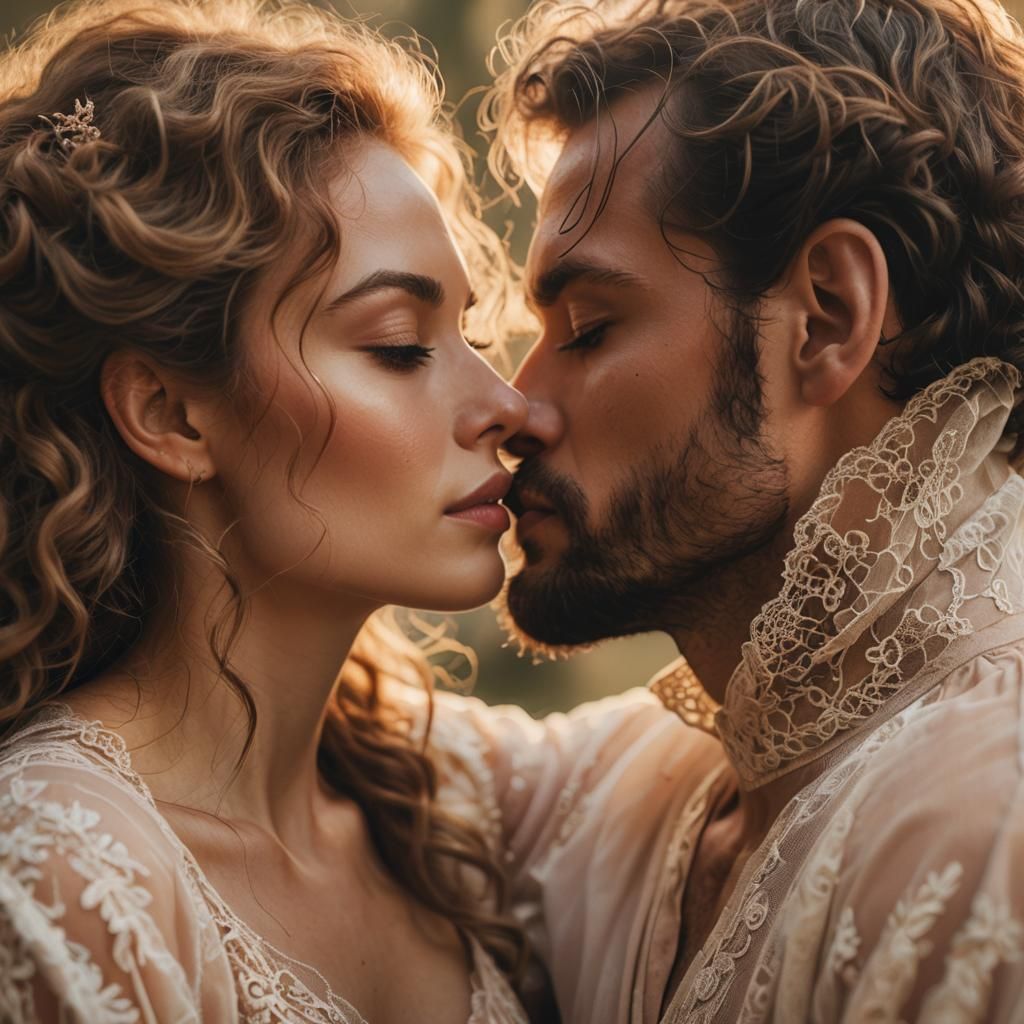 Romantic Film Still of a Tender Kiss