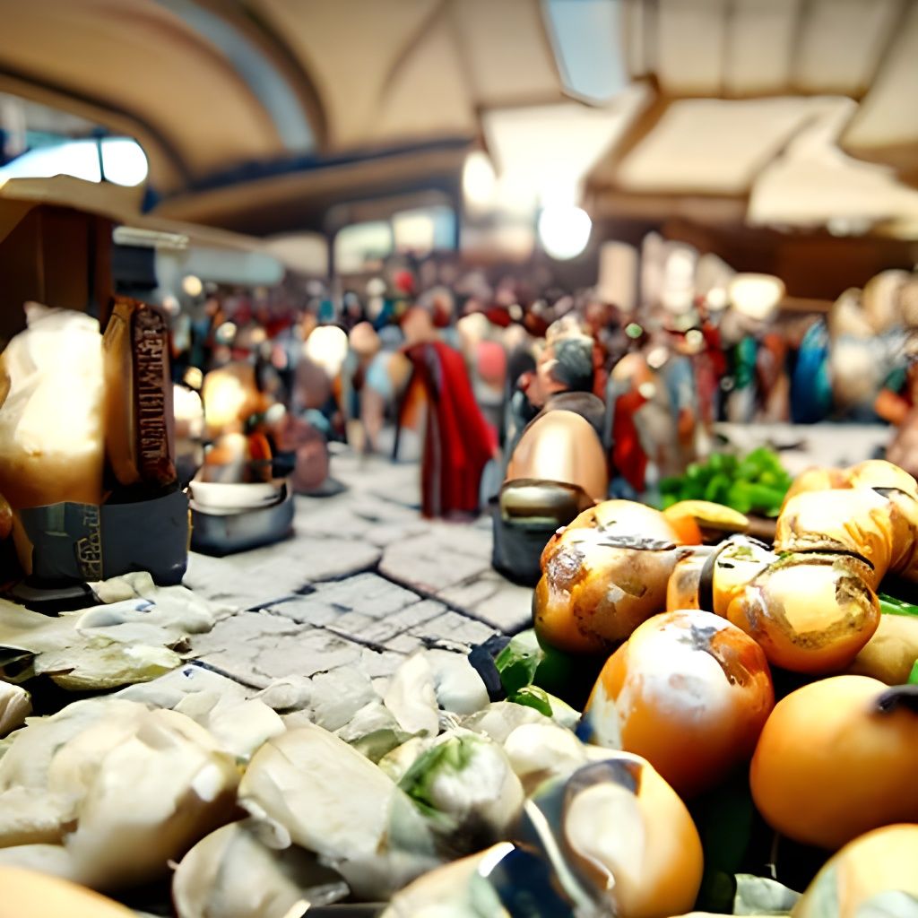 a busy market in Roman Empire