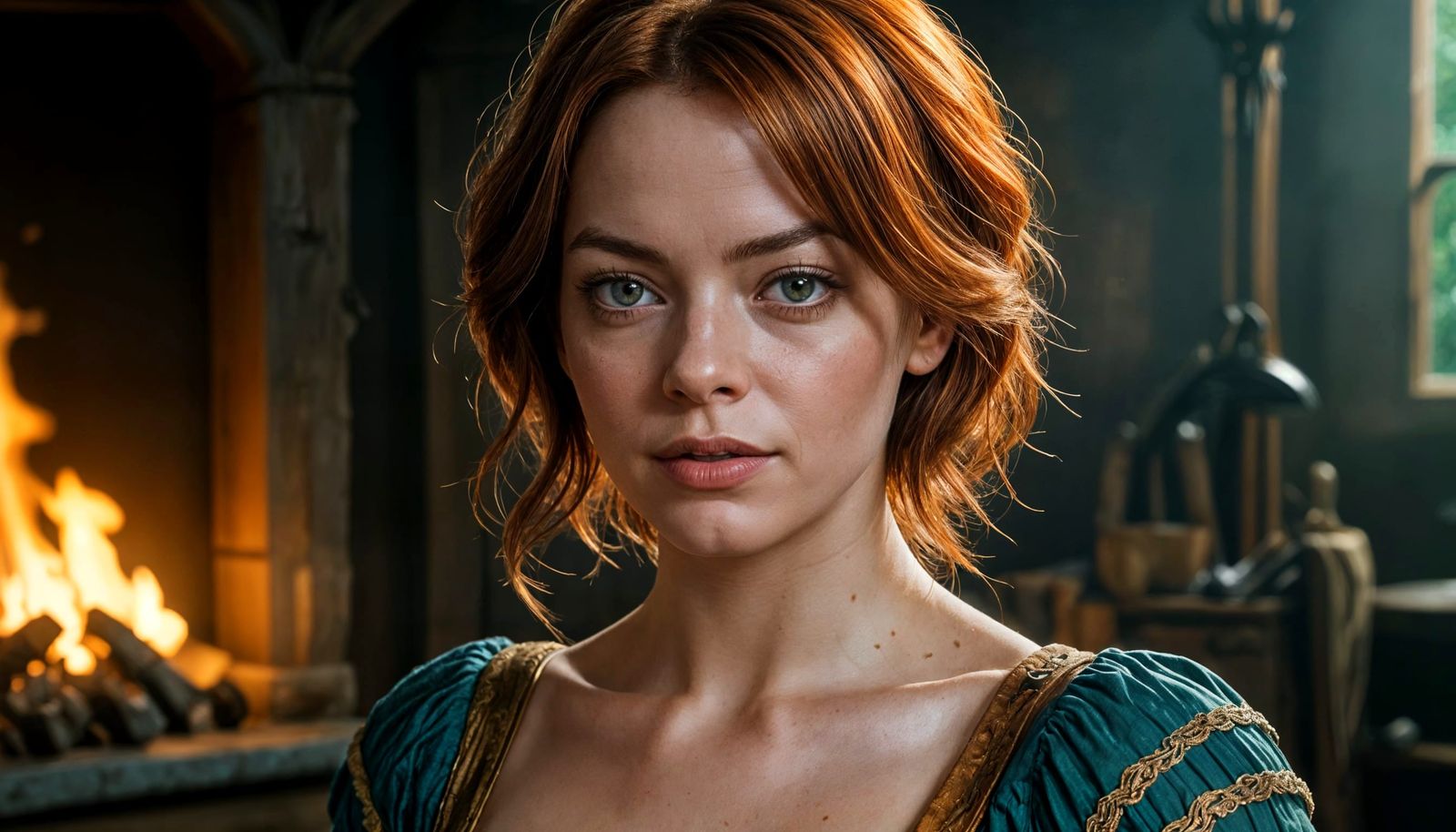 Emma Stone as Triss Merigold: Realistic Portrait