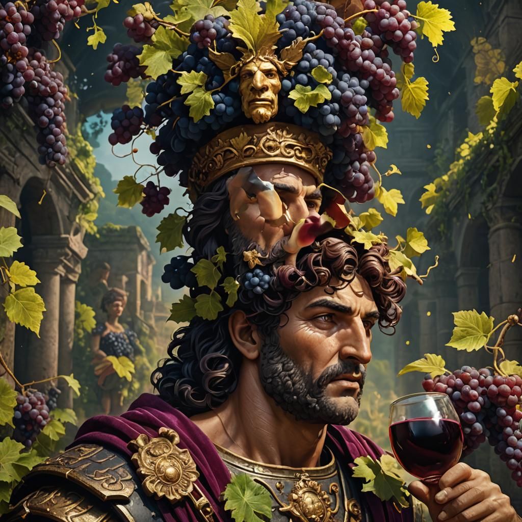Bacchus Portrait in Detailed Fantasy Concept Art