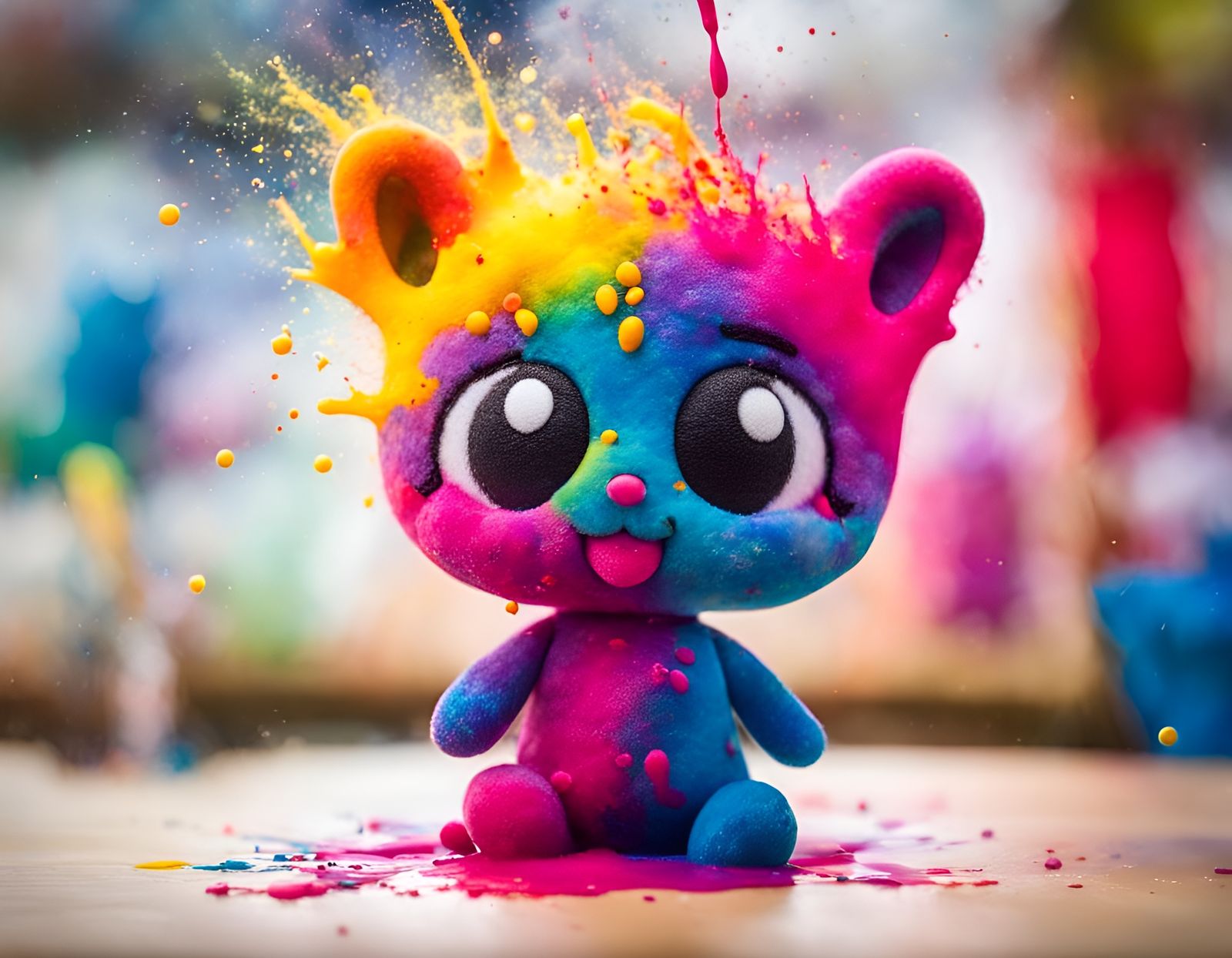 Happy Splatterplush Geniuses Create Splatter Art