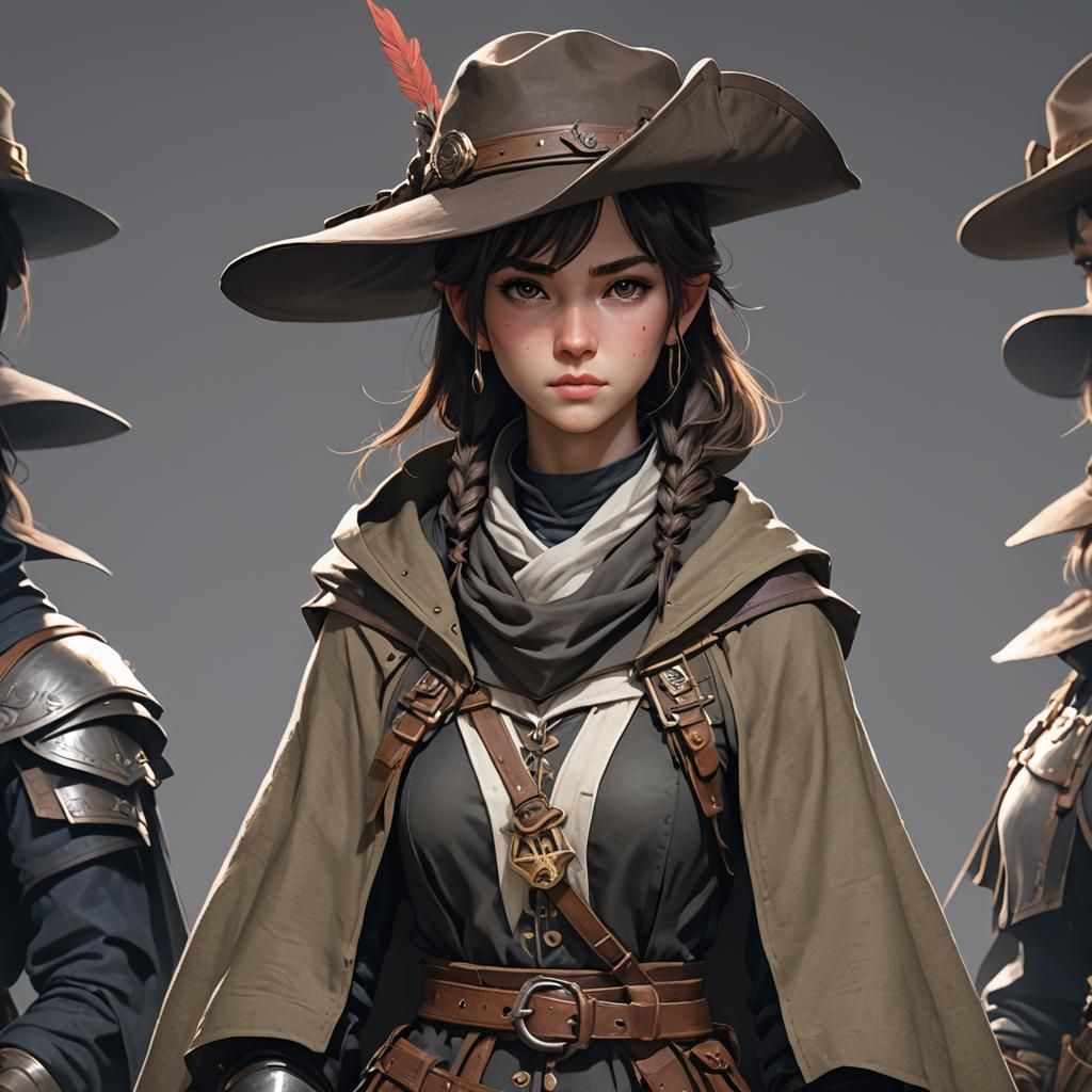 Detailed Female Ranger Portrait in Anime Style