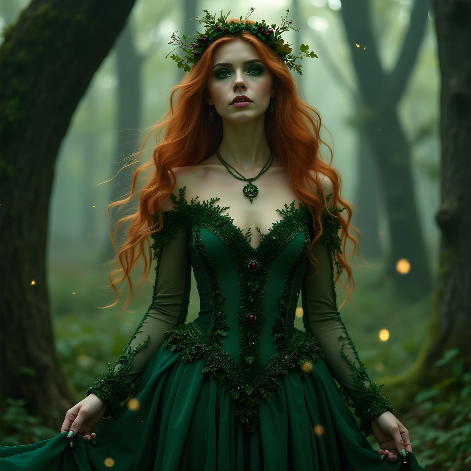 Enchanting Forest Witch in Gothic Art Style