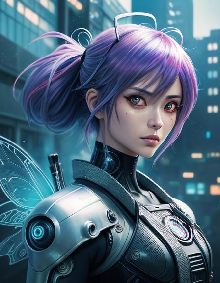 Alice in Wonderland, magical fairy forest background,  maid outfit.Big head, small body, Big eyes,chibi,Robotgirl. Cotta...