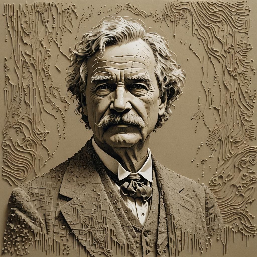 Mark Twain in ASCII Sand Art, Richter Style