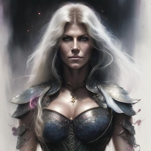 Dark Warrior Princess in Charcoal Sketch Style