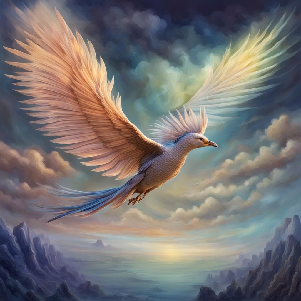 Mythical Bird in Flight Through Dreamland