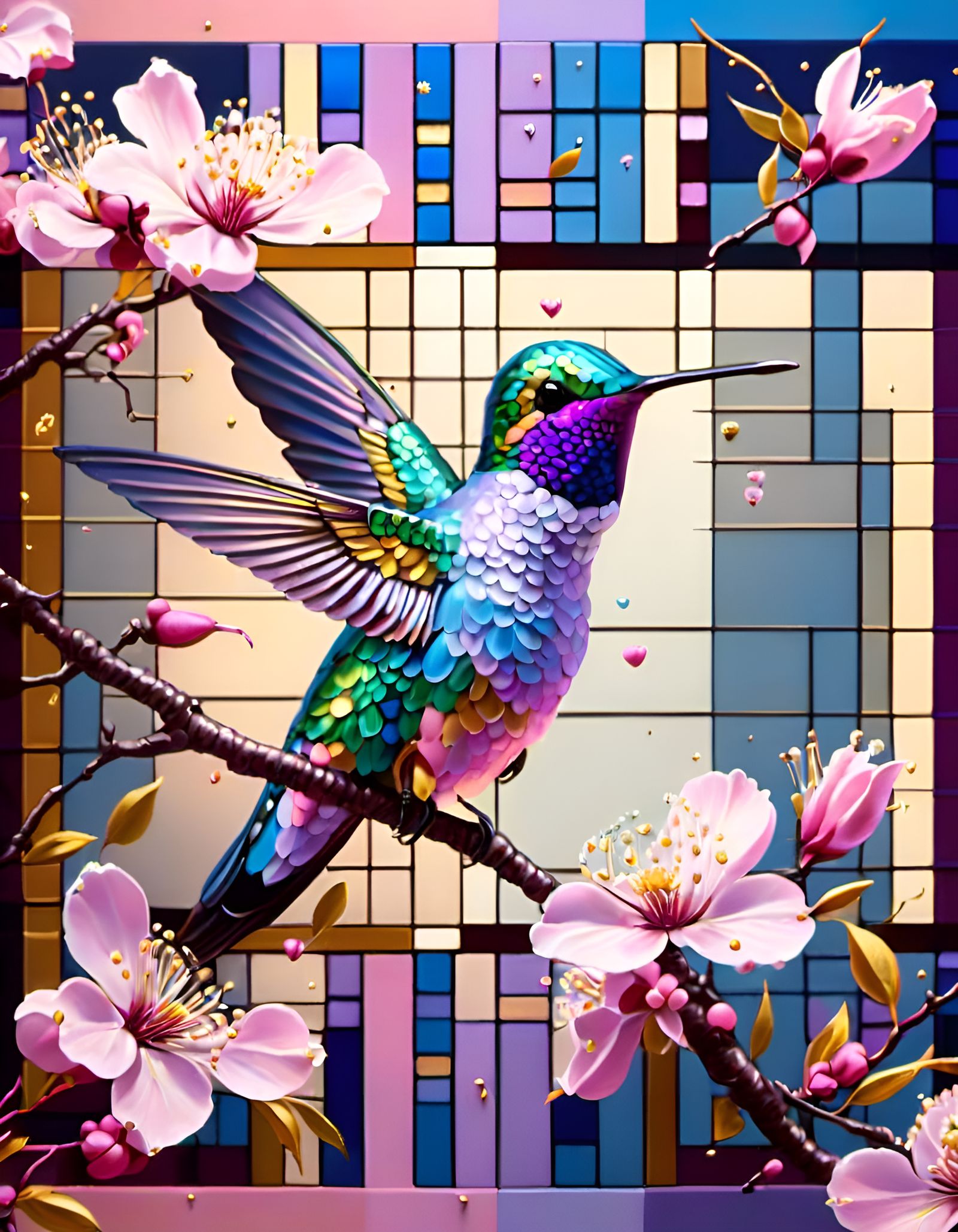 Stained Glass Hummingbird