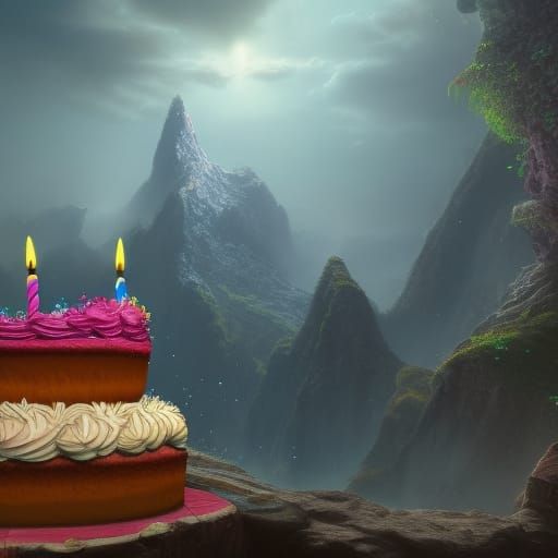 Detailed Birthday Cake Concept Art in 8k