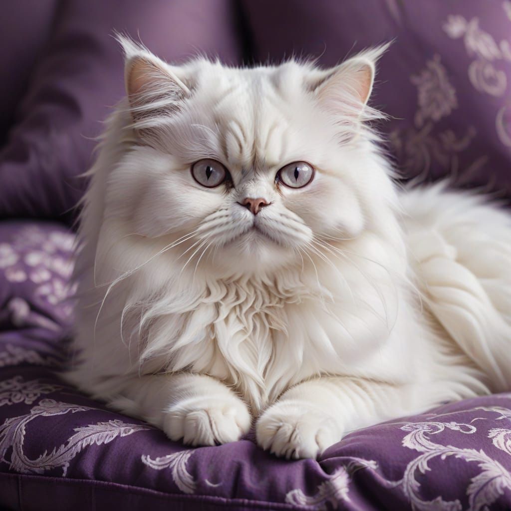 Whimsical Persian Cat in Soft Pastel Hues
