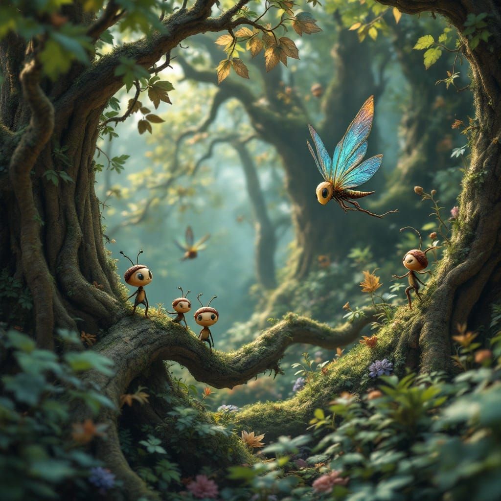 Whimsical Forest Encounter in Vibrant HD