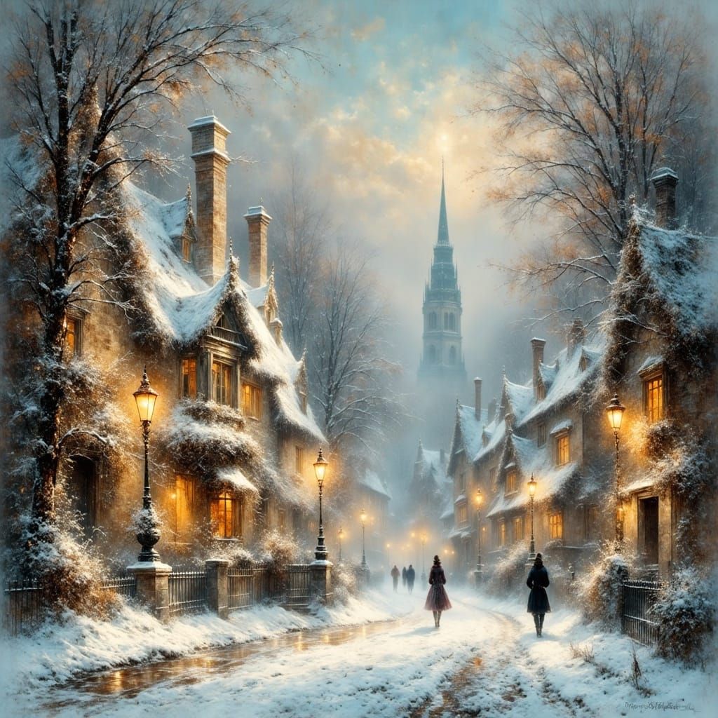 Charles Dickens Inspired Snow Village Scene