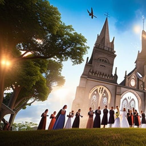 Holy Spirit Descends Before a Church: Digital Art