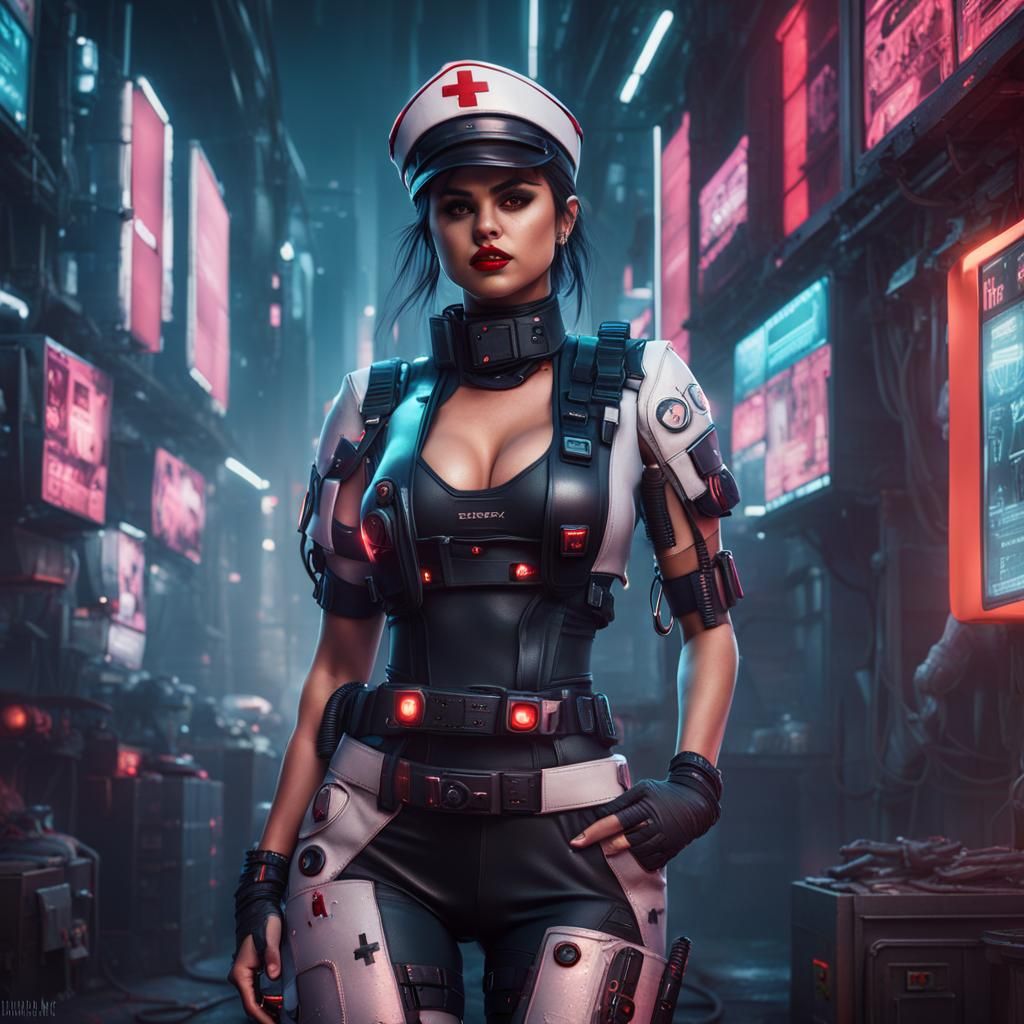 Cyberpunk Nurse: Detailed Matte Painting in 8K