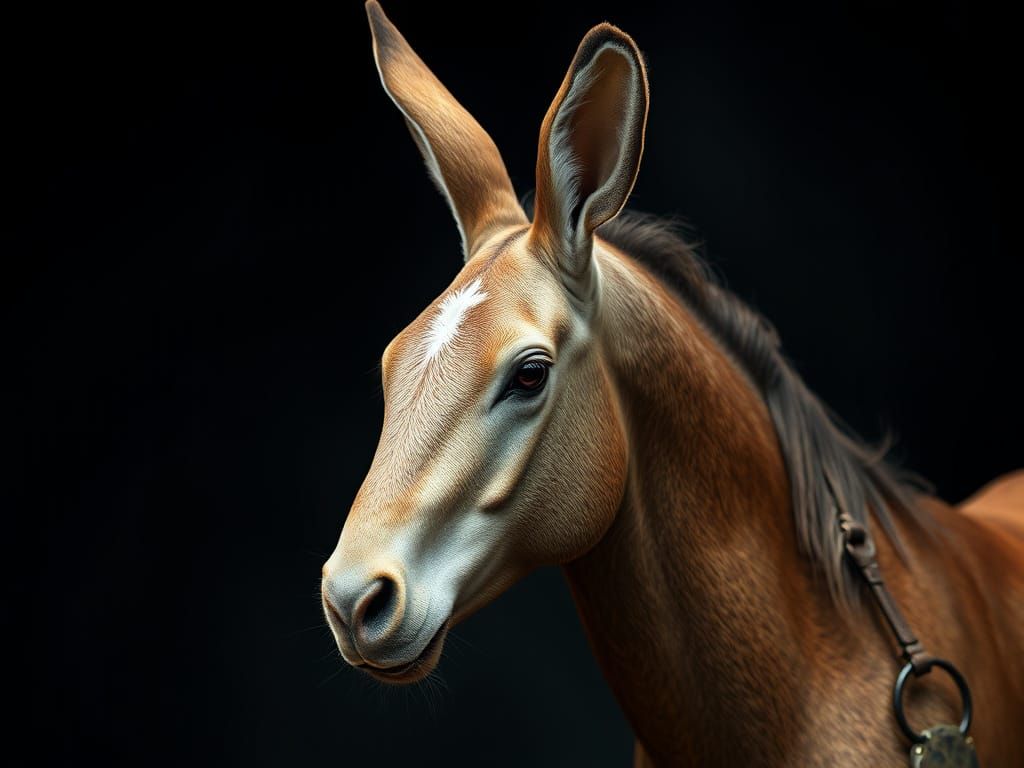 Photorealistic Rabbit-Headed Horse Chimera