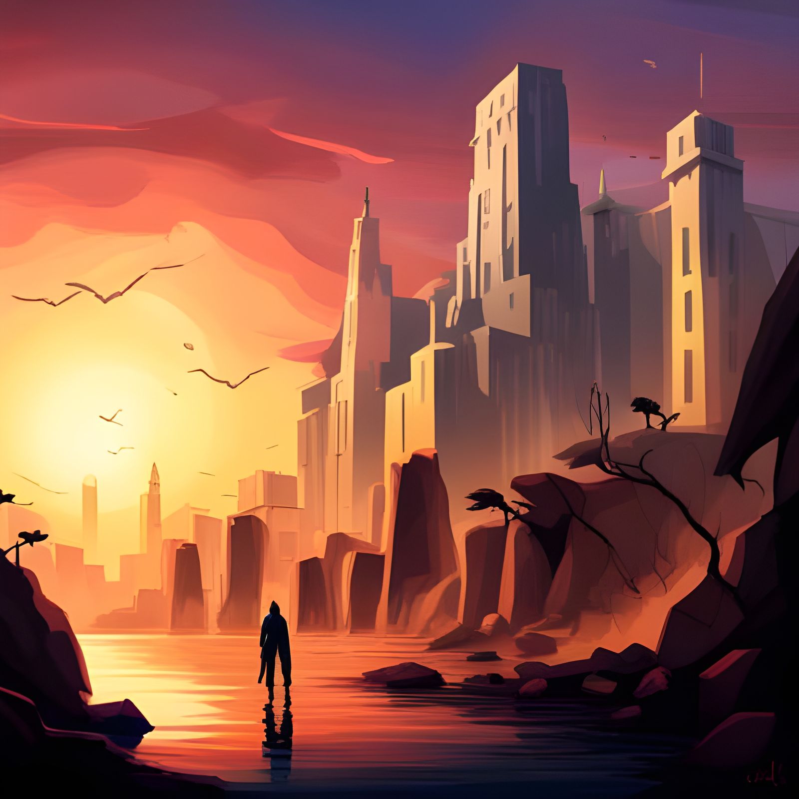 Mythical Azazil Silhouette: Hyperrealistic Concept Art